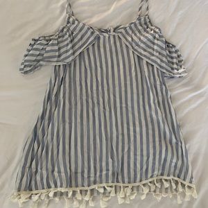 Blue and White Striped Spaghetti Strap Top